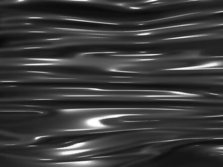 Metallic abstract wavy liquid background. 3d render illustrationの写真素材