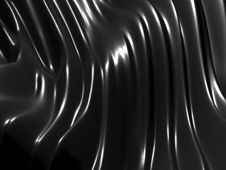 Metallic abstract wavy liquid background. 3d render illustrationの写真素材