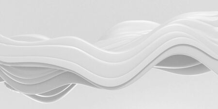 White abstract liquid wavy background. 3d render illustrationの写真素材