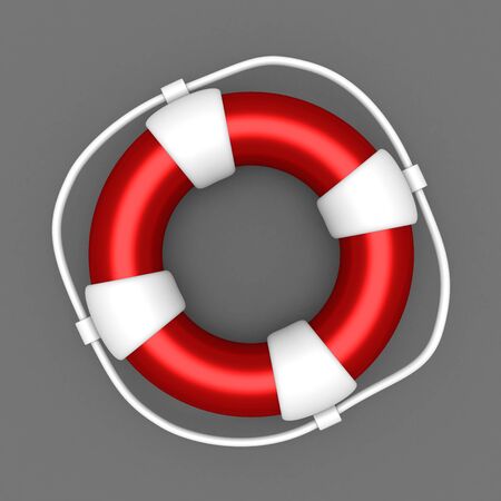 Life buoy on Gray Background. Safety Concept. 3d renderの写真素材