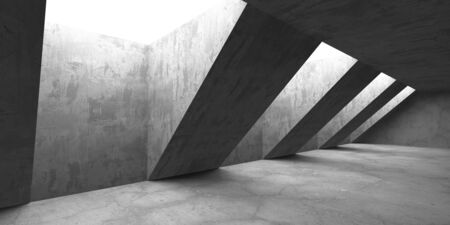 Dark Concrete Wall Architecture. Empty Room. 3d Render Illustrationの写真素材