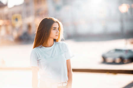 Beautiful woman drinking morning tea behind window. Challenge of a new day. Copy space