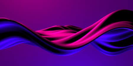 Colorful Liquid metallic wavy background. 3d render illustrationの写真素材