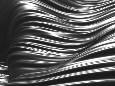 Metallic abstract wavy liquid background. 3d render illustration