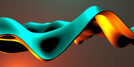 Colorful Liquid metallic wavy background. 3d render illustration