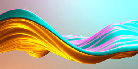 Colorful Liquid metallic wavy background. 3d render illustration