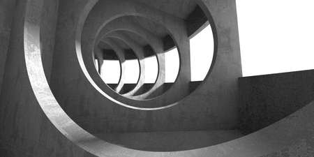 Dark Concrete Wall Architecture. Empty Room. 3d render illustrationの写真素材