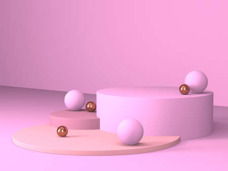 Empty showcase for cosmetic product presentation. Minimal scene. Advertising mock up background. 3d renderの写真素材