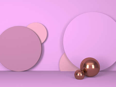 Abstract geometric background. Pink color. Geometry shape podium mock up for product presentationの写真素材