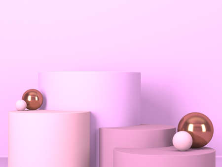 Abstract geometric background. Pink color. Geometry shape podium mock up for product presentationの写真素材
