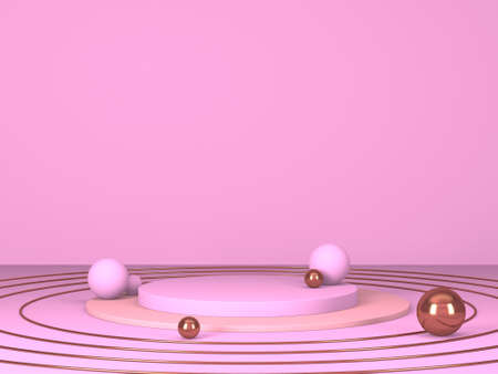 Abstract geometric background. Pink color. Geometry shape podium mock up for product presentationの写真素材