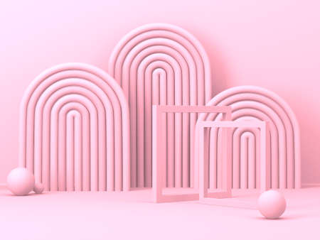 Abstract geometric background. Pink color. Geometry shape podium mock up for product presentation
