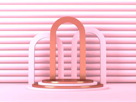 Empty showcase for cosmetic product presentation. Minimal scene. Advertising mock up background. 3d...