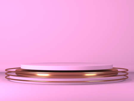 Abstract geometric background. Pink color. Geometry shape podium mock up for product presentationの写真素材