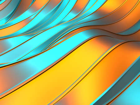 Colorful Liquid metallic wavy background. 3d render illustration