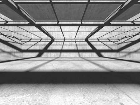 Dark Concrete Wall Architecture. Empty Room. 3d render illustrationの写真素材