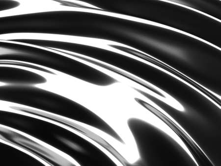 Metallic abstract wavy liquid background. 3d render illustration