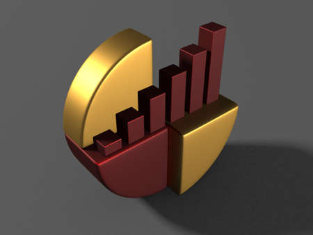 Economical graph chart. Business concept. Infographics elements diagram. 3d renderの写真素材