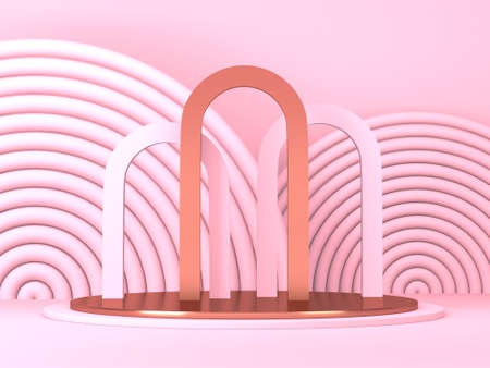 Empty showcase for cosmetic product presentation. Minimal scene. Advertising mock up background. 3d renderの写真素材