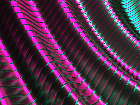 Colorful Liquid metallic wavy background. 3d render illustration