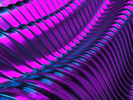 Colorful Liquid metallic wavy background. 3d render illustrationの写真素材