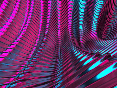 Colorful Liquid metallic wavy background. 3d render illustration