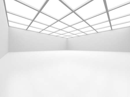Illuminated corridor interior design. Empty Room Interior Background. 3D renderの写真素材