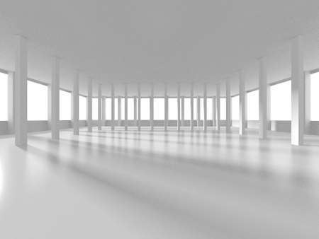 Abstract White Room Architecture Design Concept. 3d render illustration