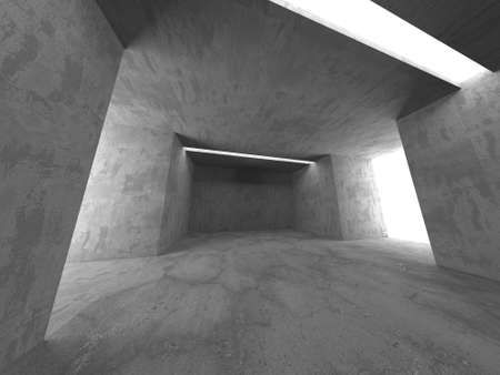 Dark Concrete Interior Architecture. Empty Room. 3d render illustrationの写真素材