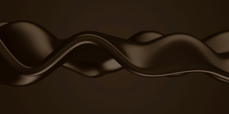 Melted choco mass. Chocolate waves background. 3d renderの写真素材