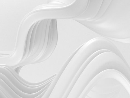White abstract liquid wavy background. 3d render illustrationの写真素材