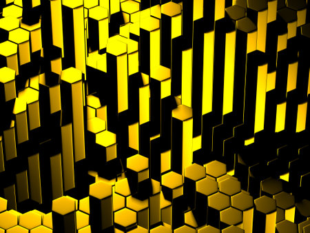 Luxury Golden Shiny Abstract Hexagon Background. 3d render