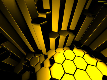 Luxury Golden Shiny Abstract Hexagon Background. 3d render
