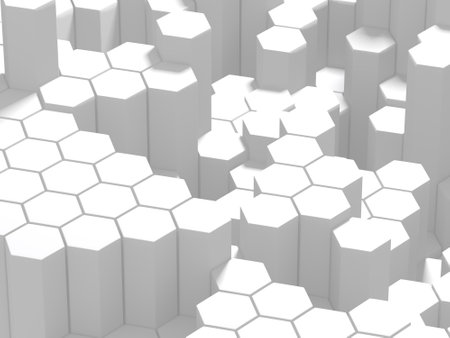 White Geometric Hexagon Abstract Background. 3d render