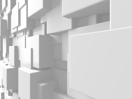 White cubes structure. Abstract futuristic background. 3d render