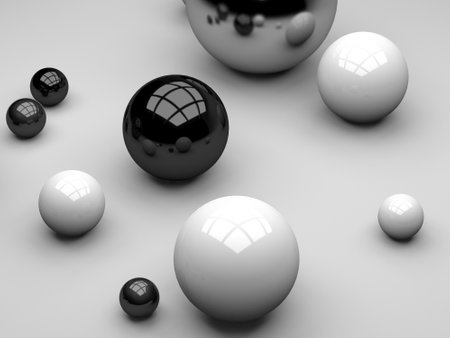 Spheres of balls abstract background. Realistic 3d shapes. 3d render illustrationの写真素材