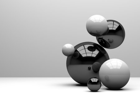 Spheres of balls abstract background. Realistic 3d shapes. 3d render illustrationの写真素材