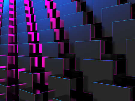Colorful cubes blocks chaotic construction background. 3d render