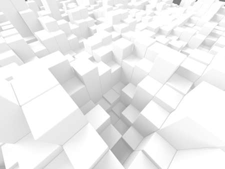 White cubes structure. Abstract futuristic background. 3d render