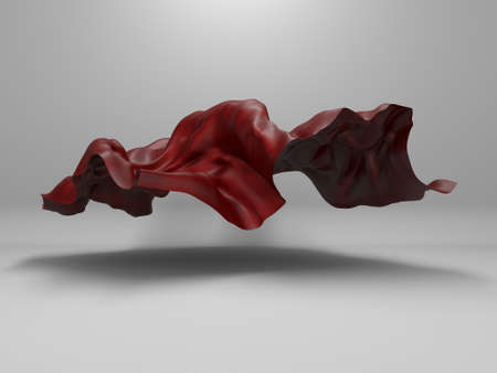 red cloth background. Satin luxury fabric texture. 3d render illustrationの写真素材