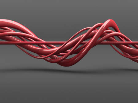 Red smooth waves. Luxury abstract background. 3d renderの写真素材