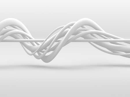 White abstract shapes wavy background. 3d render illustrationの写真素材