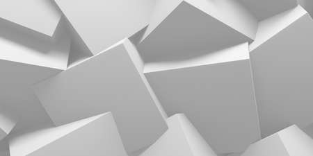 White cubes structure. Abstract futuristic background. 3d renderの写真素材