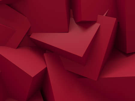 Red chaotic cubes structure. Abstract design background. 3d renderの写真素材