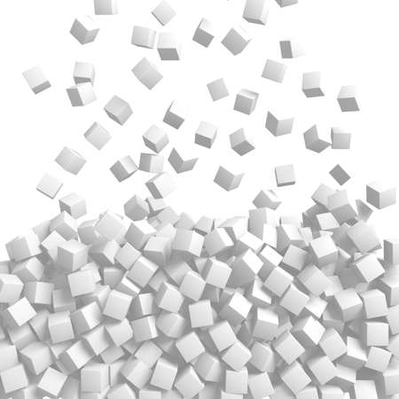 White cubes structure. Abstract futuristic background. 3d renderの写真素材