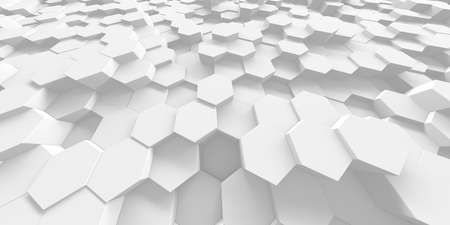 White Geometric Hexagon Abstract Background. 3d render