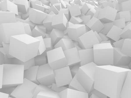 White cubes structure. Abstract futuristic background. 3d renderの写真素材