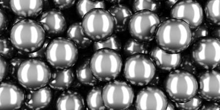 Chrome metallic glossy globes balls wallpaper. 3d renderの写真素材