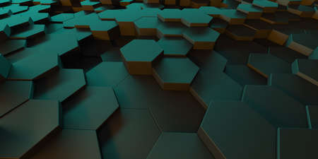 Colorful hexagon blocks shine glossy abstract background. 3d render illustration