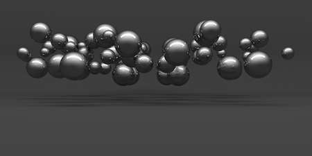Chrome metallic glossy globes balls wallpaper. 3d renderの写真素材